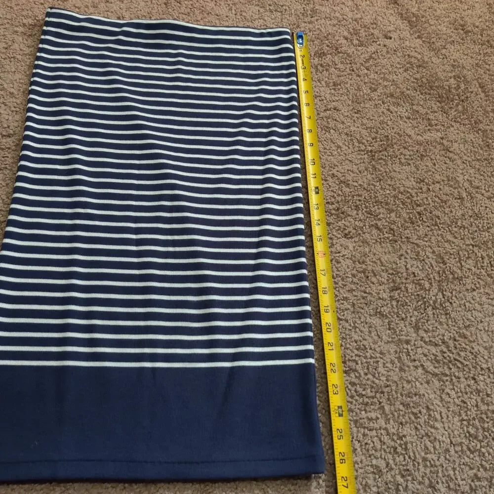 Polo‎ Ralph Lauren Pencil Skirt Women's L Striped Stretch Cotton Lyocell Blend